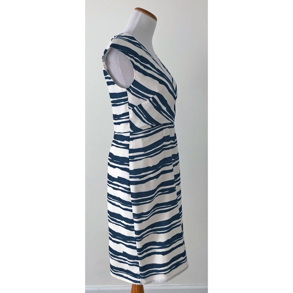 Merona Navy & White Striped Sheath Wrap Style Sleeveless Dress - Picture 2 of 4